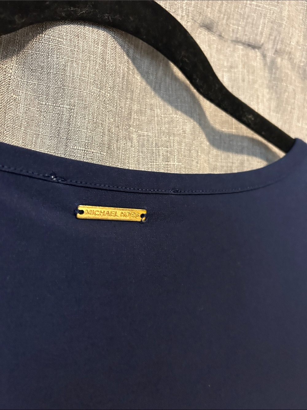 Michael Kors Navy Short Sleeve Shift Dress with Geometric Trim - Picture 4 of 5